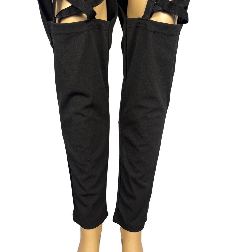 Black Cutout Pants Womens OXL Plus Size Zip Front Strappy Gothic SHEIN Curve - Picture 4 of 14
